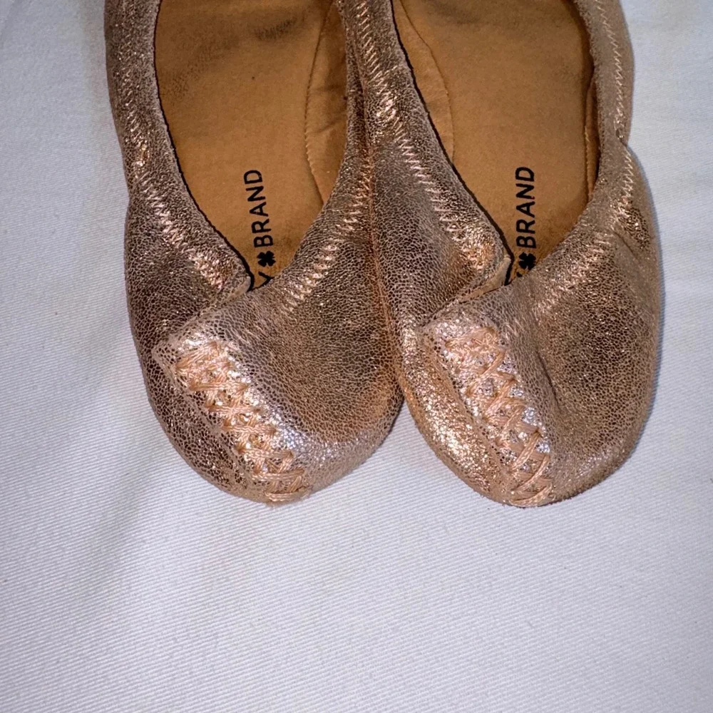 Lucky Brand Emmie Ballet Flat 7.5 Rose Gold Good Metallic Leather Slip On Shoes